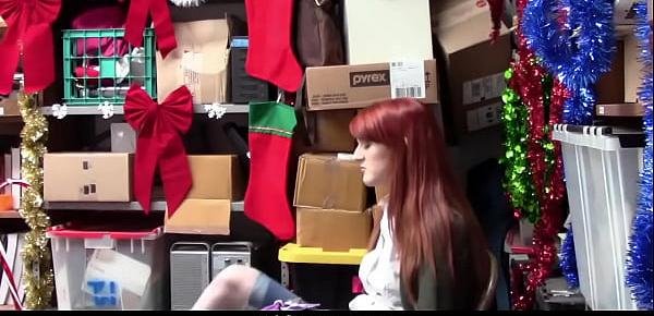  Cute Redhead Shoplifter Fucked Softly on Christmas